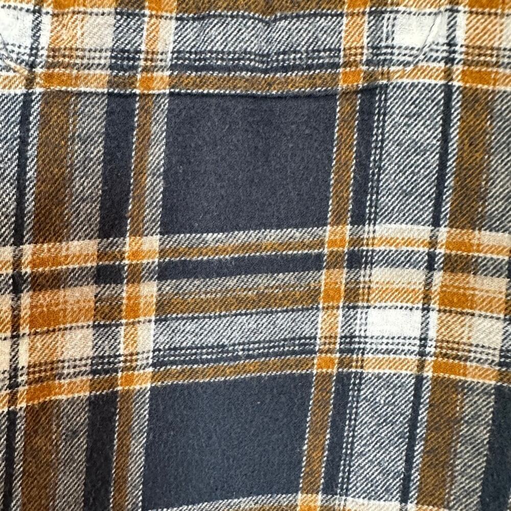 Lucky Brand Mens Large Classic Fit Plaid Flannel Shirt Blue Brown Button Up - Picture 6 of 13